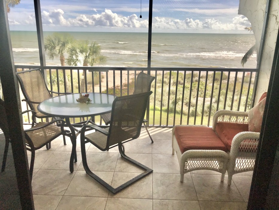 Our lanai with the view of the beach