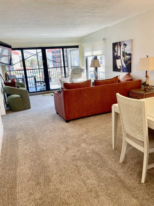 Living room/Dining room and gulf/lagoon views.