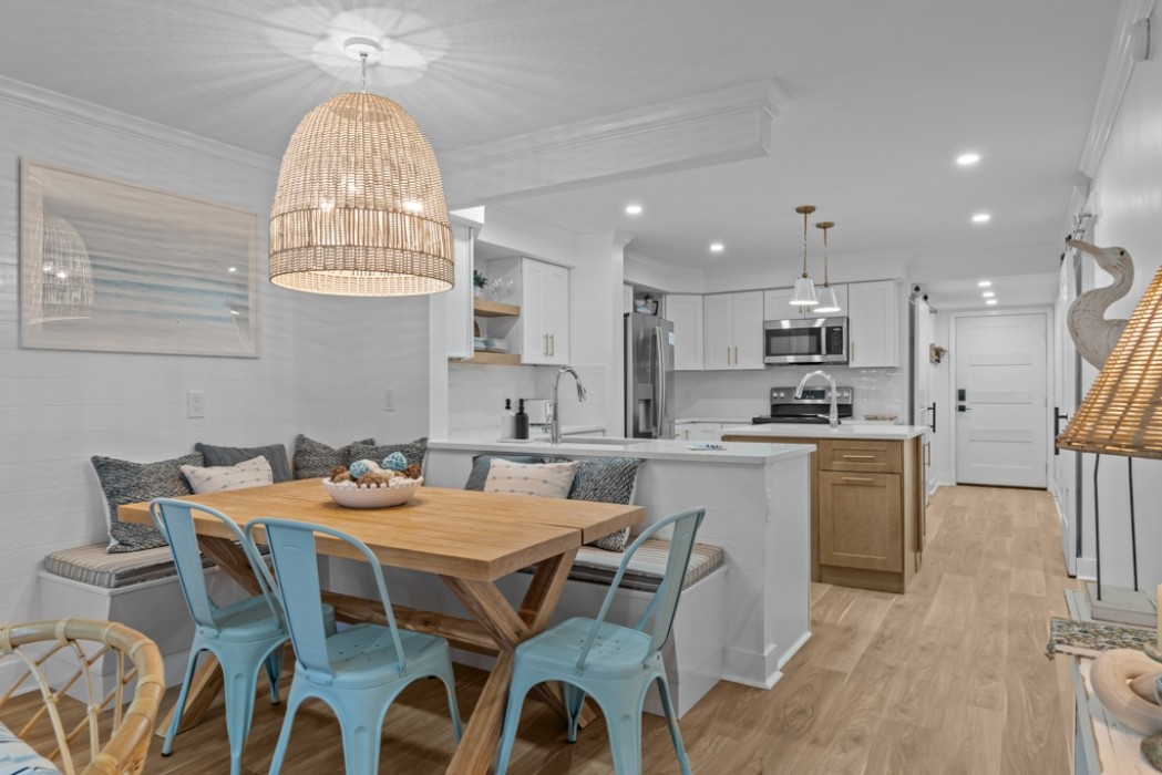 Dining area featuring bench seating and chairs