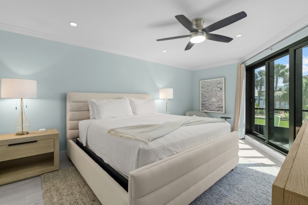 Master bedroom with access to patio